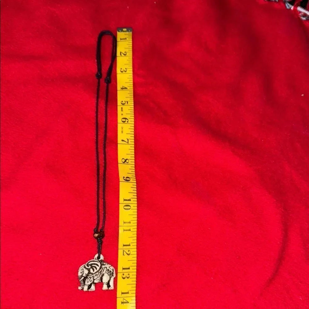 Elephant Pendant Necklace with Black Cord